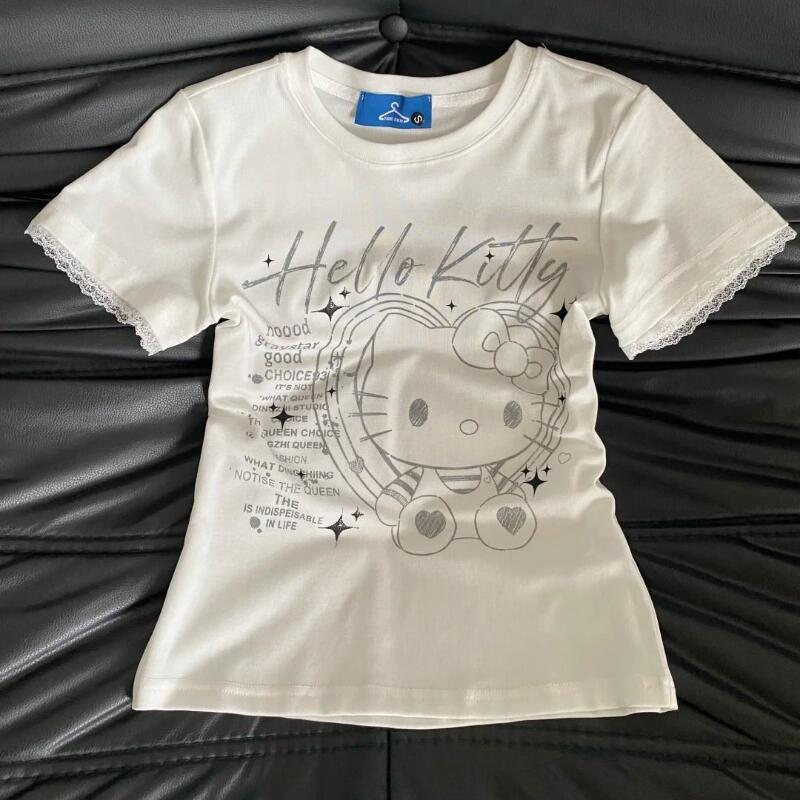 Street Fashion For 2026 - Camiseta de manga corta de encaje