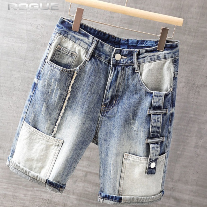 Street Fashion Hip Hop - Pantalones Cortos de Mezclilla Estilo Coreano,