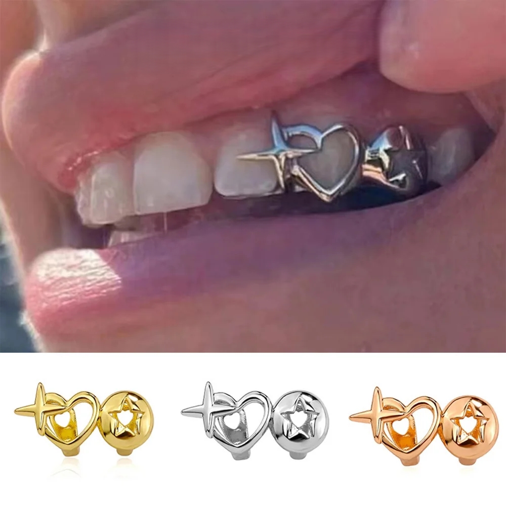 Street Fashion Jewelry - Gorros de dientes de corazón huecos