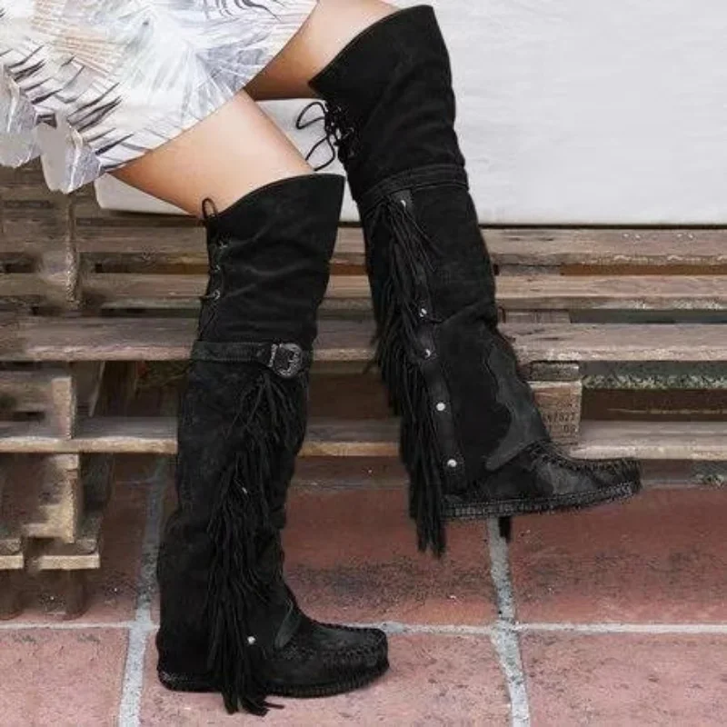 Botas bohemias hasta la rodill - Girl Fashion Street reseña y precio