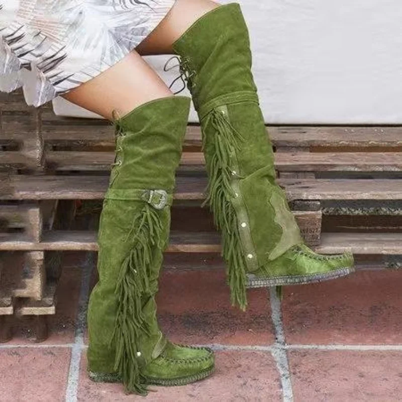 Botas bohemias hasta la rodill - Girl Fashion Street reseña y precio