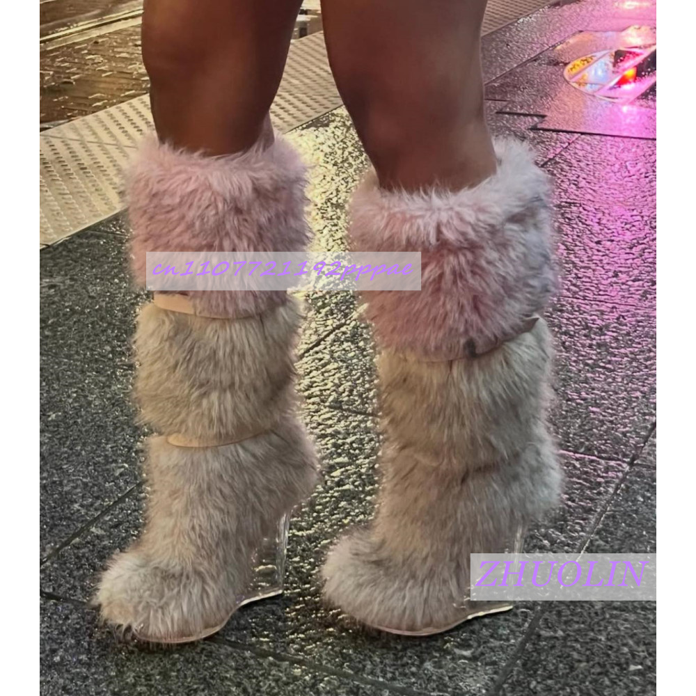 Botas de cuña transparentes pe - Street Fashion Runway reseña y precio