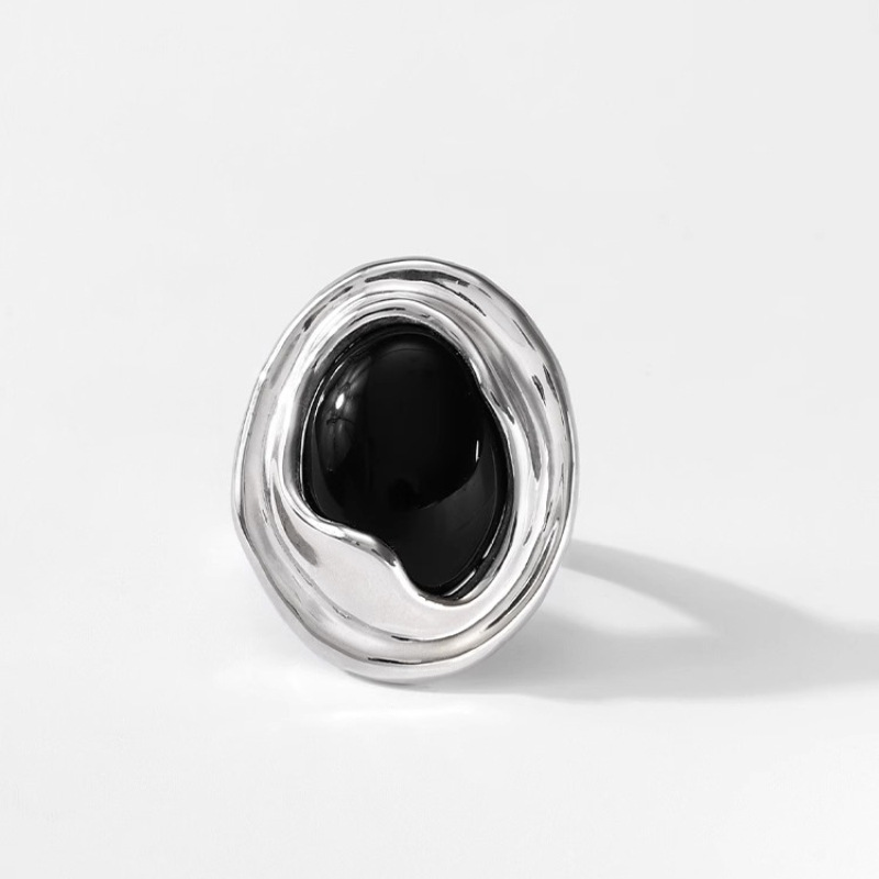 VENTFILLE-Anillo de ágata negr - Street Fashion Rings reseña y precio