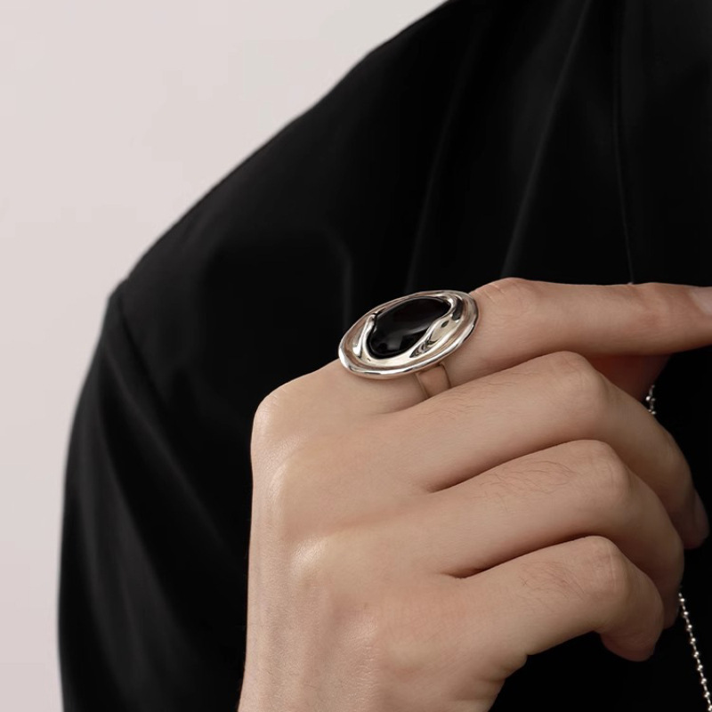 VENTFILLE-Anillo de ágata negr - Street Fashion Rings reseña y precio
