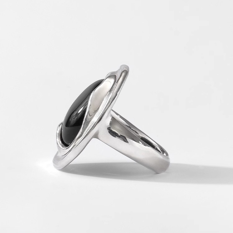 VENTFILLE-Anillo de ágata negr - Street Fashion Rings reseña y precio